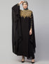 Trendy Double Layers Hand Copper Embroidered Kaftan In the Shade of  Black